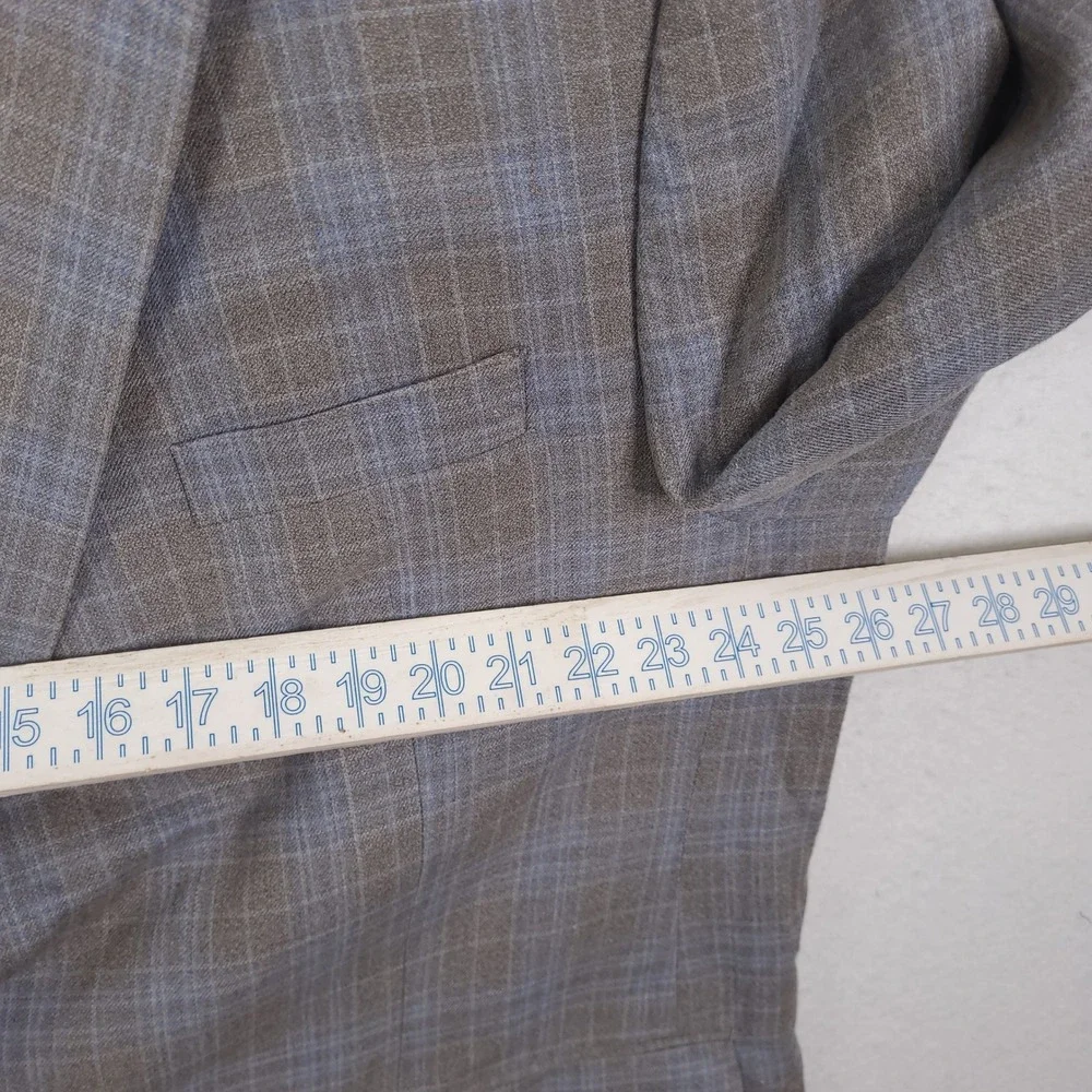 Lauren Ralph Lauren Blazer Mens 50R Tan Blue Plaid Silk Wool Sport Coat Jacket